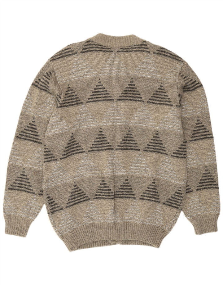 Rinaldi Cárdigan para hombre suéter grande de lana geométrica gris
