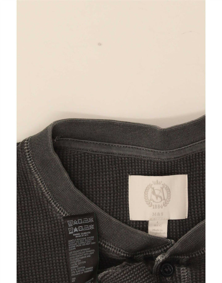 Marks & Spencer Camiseta para hombre de manga larga de algodón gris grande