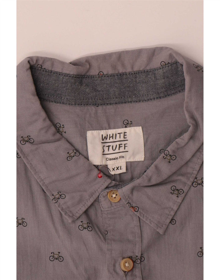Camisa de corte clásico para hombre de White Stuff, talla 2XL, de algodón con lunares grises