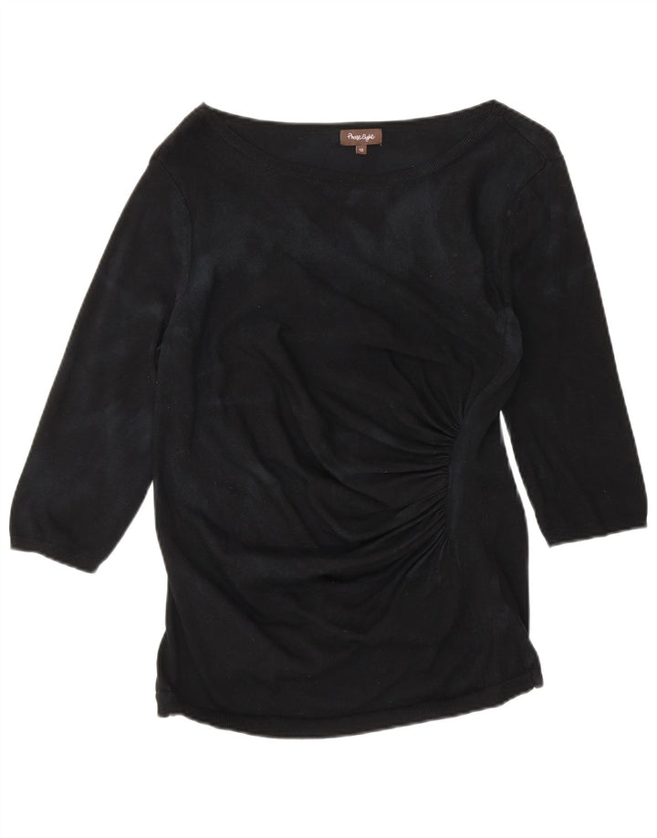 Phase Eight Top para mujer manga 3/4 UK 42 Viscosa negra mediana
