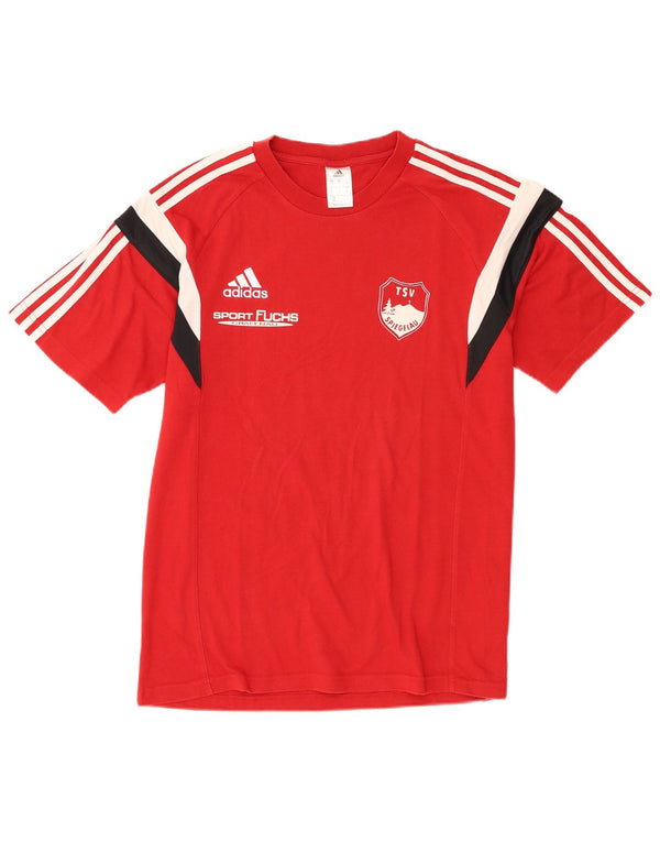 Adidas Hombre Camiseta Gráfica Top Medio Rojo Colorblock Algodón