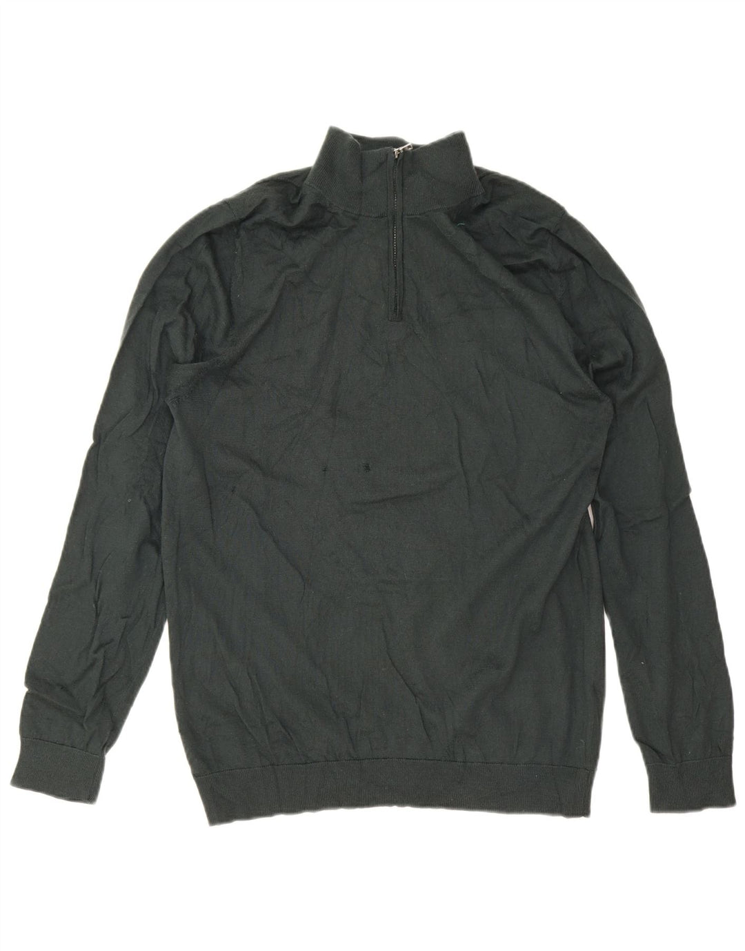 Marks & Spencer - Jersey para hombre con cuello y cremallera, talla grande, de lana merino, color verde