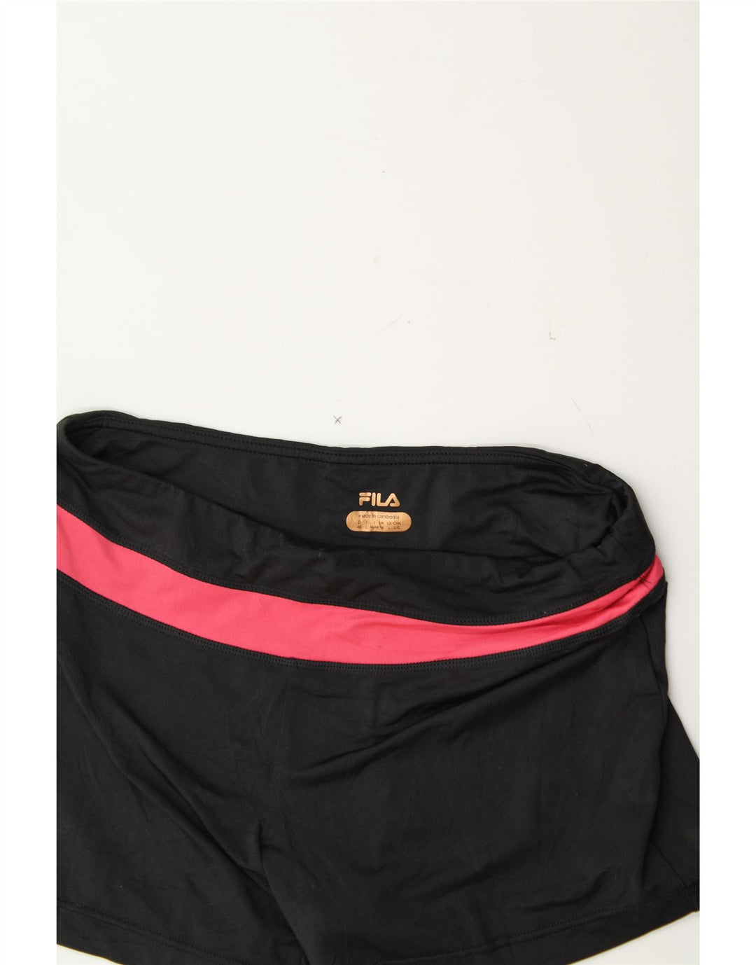FILA Womens Sport Shorts UK 14 Large Black Colourblock Polyester Vintage Fila and Second-Hand Fila from Messina Hembry 