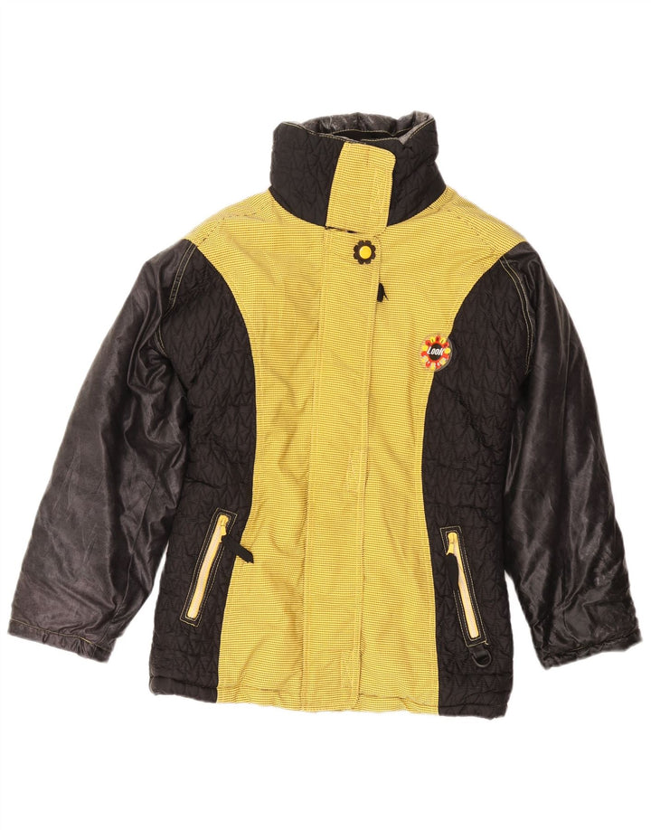 VINTAGE Chaqueta cortavientos para mujer Reino Unido 14 Algodón de color amarillo medio