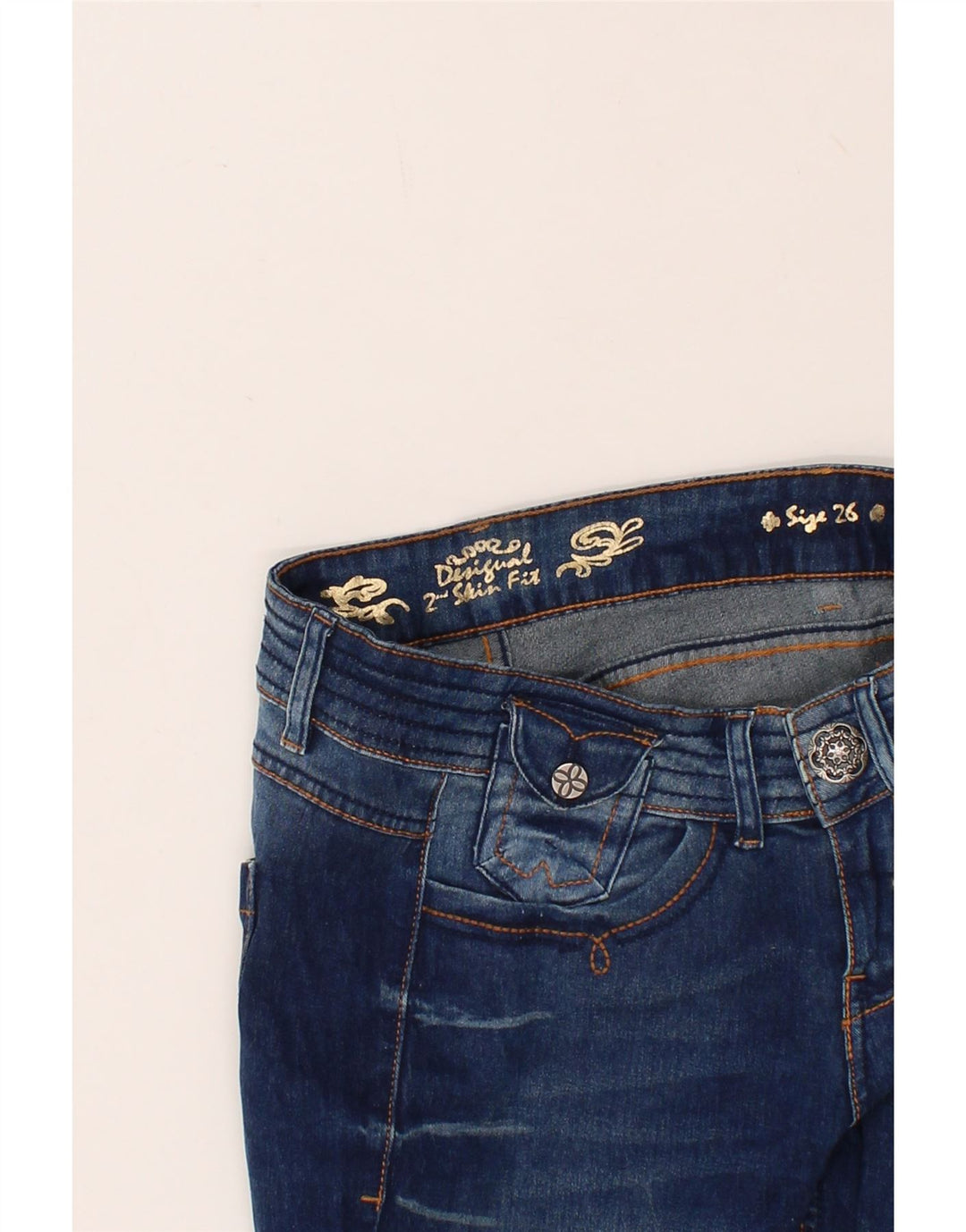 DESIGUAL Womens Slim Jeans W26 L29 Blue Vintage Desigual and Second-Hand Desigual from Messina Hembry 