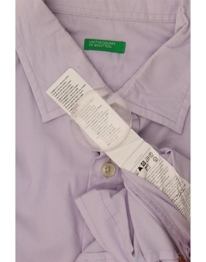 Camisa Benetton Hombre Mediano Morado Algodón
