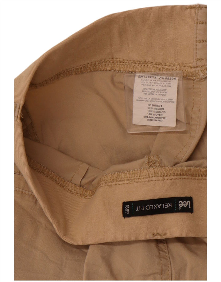 LEE Pantalones Capri Cargo de Ajuste Relajado para Mujer US 16 2XL W36 L22 Algodón Beige