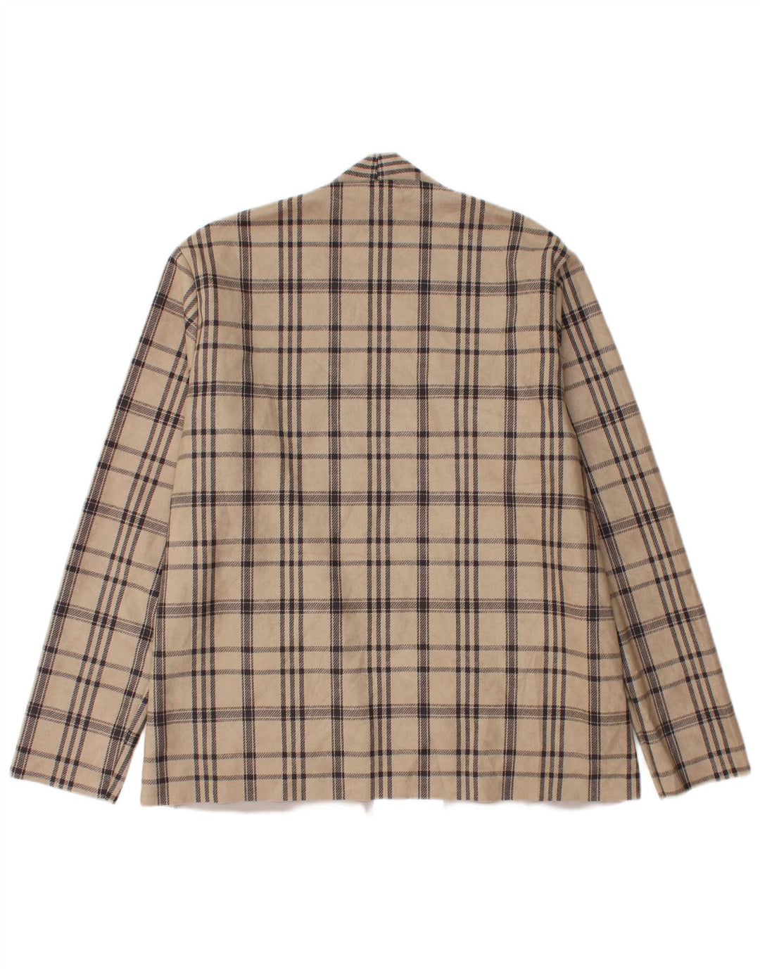 ZARA Chaqueta tipo blazer abierta para hombre UK 40 Large Beige Check Poliéster