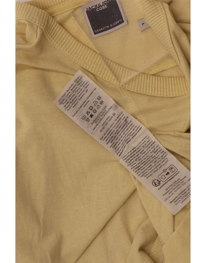 JACK & JONES Hombre Camiseta Top Grande Amarillo Algodón