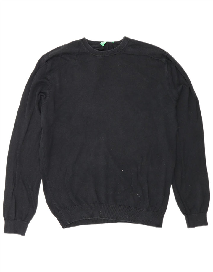 Benetton Jersey De Cuello Redondo Para Hombre Medium Black Classic