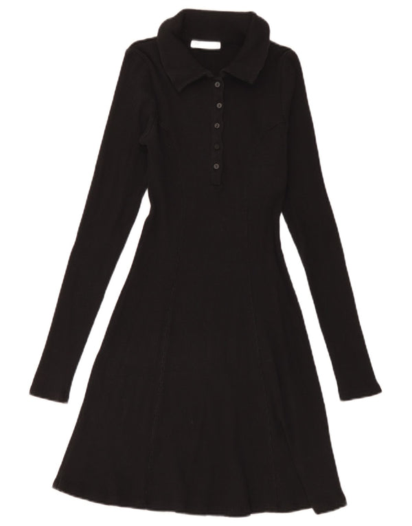 Zara Vestido Polo De Manga Larga Para Mujer UK 42 Medium Negro