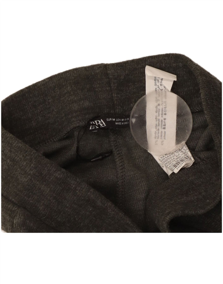 Zara Mujer Pantalones De Chándal UK 42 Algodón Moteado Gris Medio