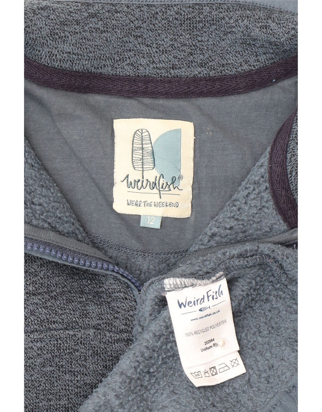 Weird Fish Sudadera con cuello y cremallera para mujer, talla 40, poliéster gris medio