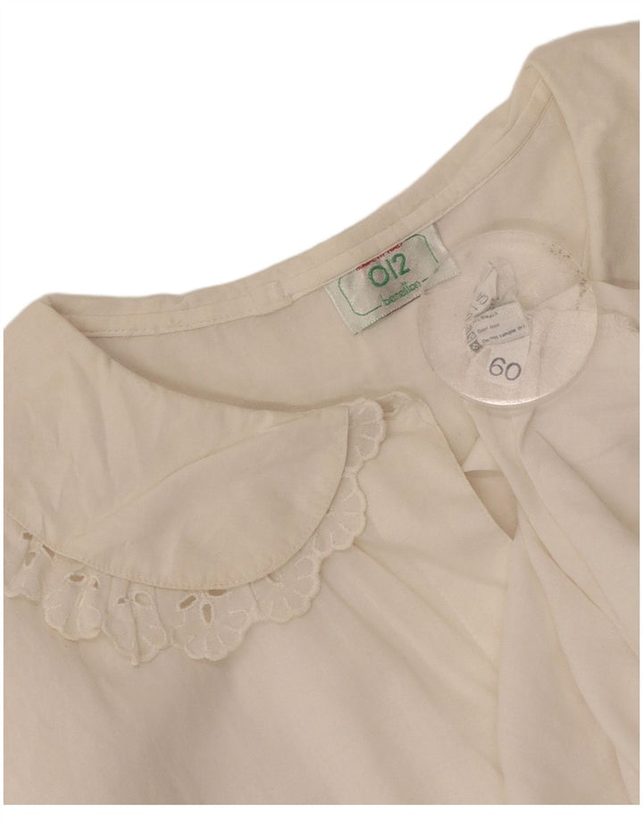 Benetton Blusa Camisera Mujer ES 8 Pequeño Algodón Blanco Roto