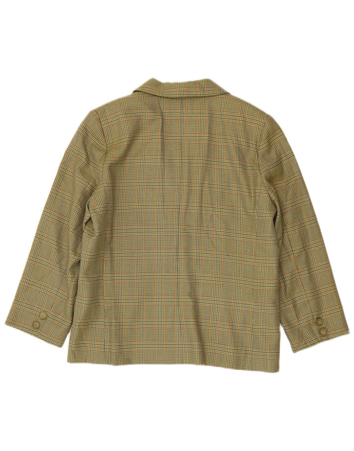 Luisa Spagnoli Chaqueta tipo blazer de manga 3/4 para mujer IT 46 Large Green Check