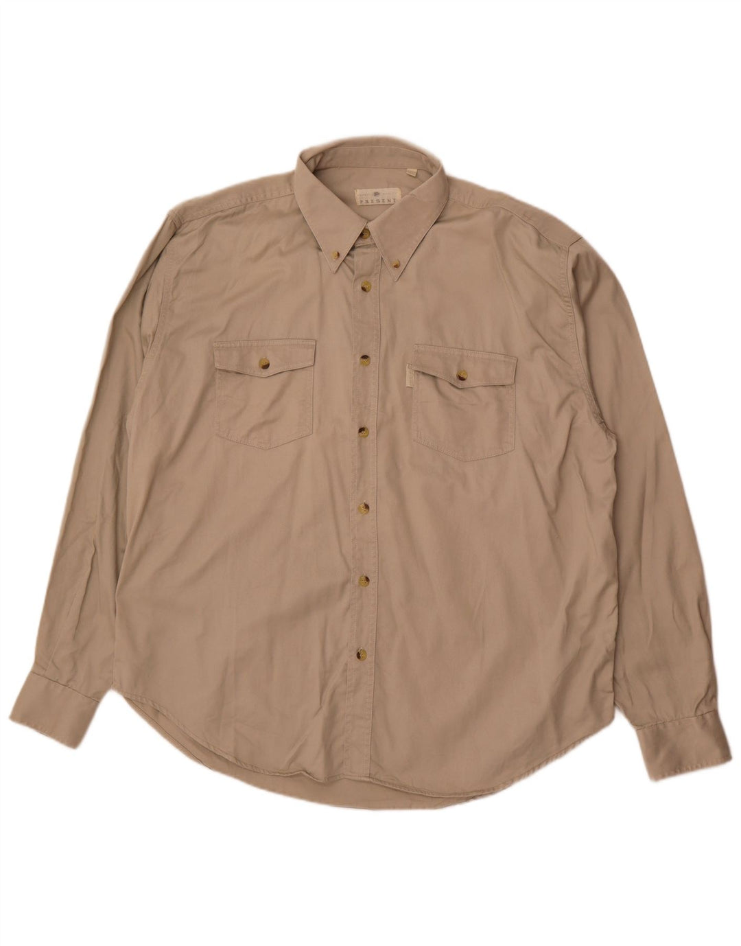 Camisa Vintage Hombre Talla 44/46 XL Algodón Beige