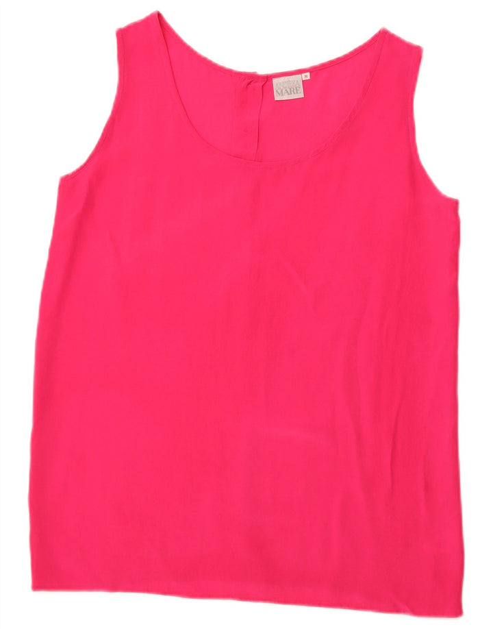 ANDREA MARE Blusa sin mangas para mujer UK 10 Small Pink Silk