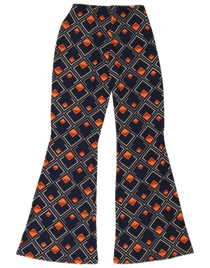 Zara Mujer Pantalón Acampanado Mediano W28 L32 Azul Marino Geométrico