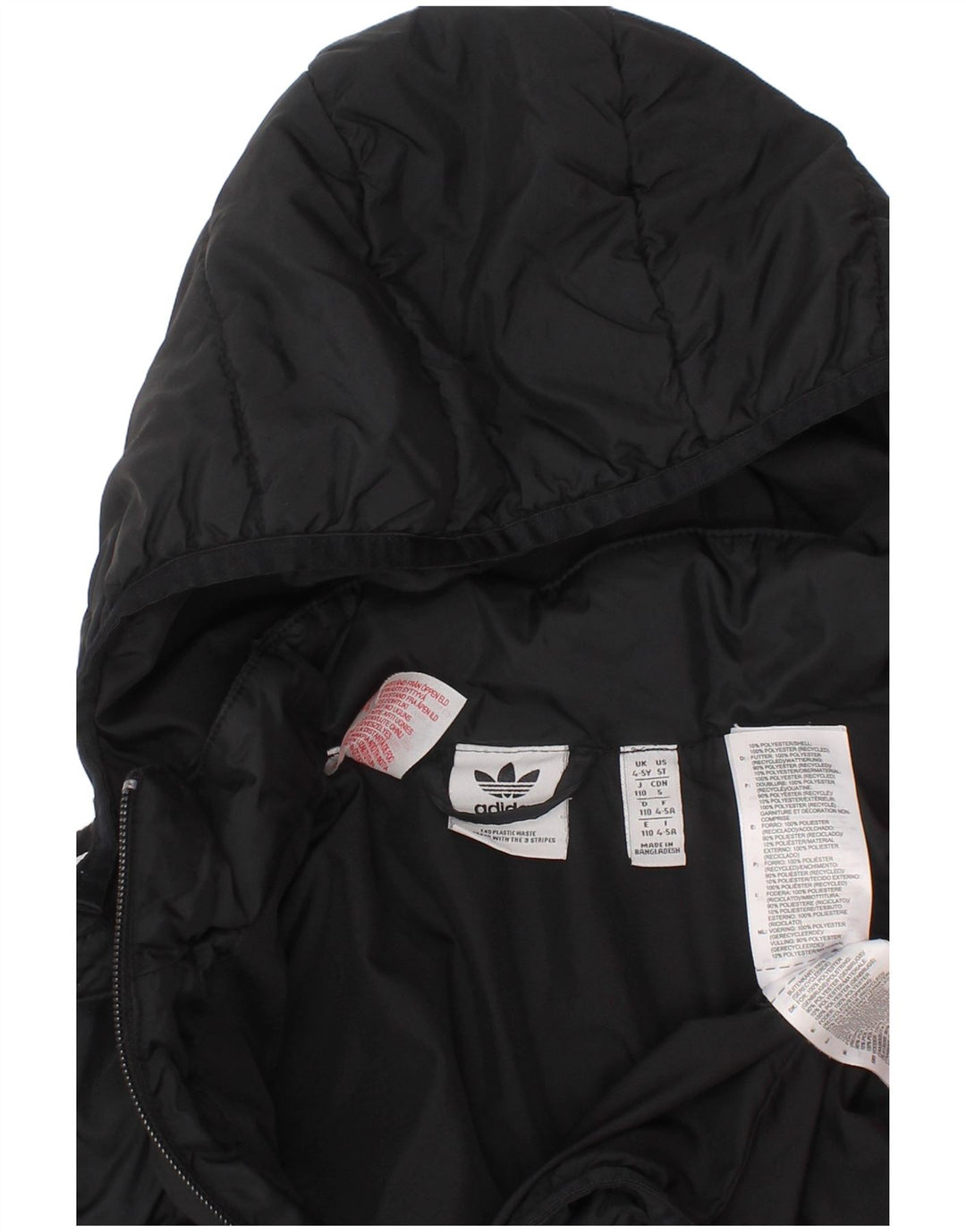 Adidas Chaqueta acolchada con capucha para niño 4-5 años Negro Poliéster
