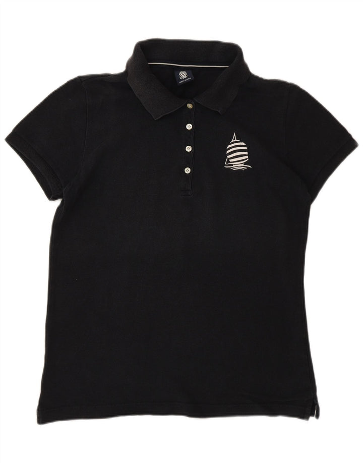 MARINA YACHTING Polo para mujer UK 44 Grande Algodón negro