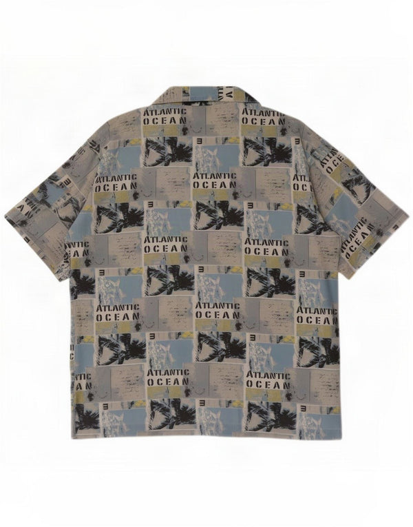 Camisa abstracta de manga corta para hombre Mangoon UK 44 XL Multicolor hawaiano