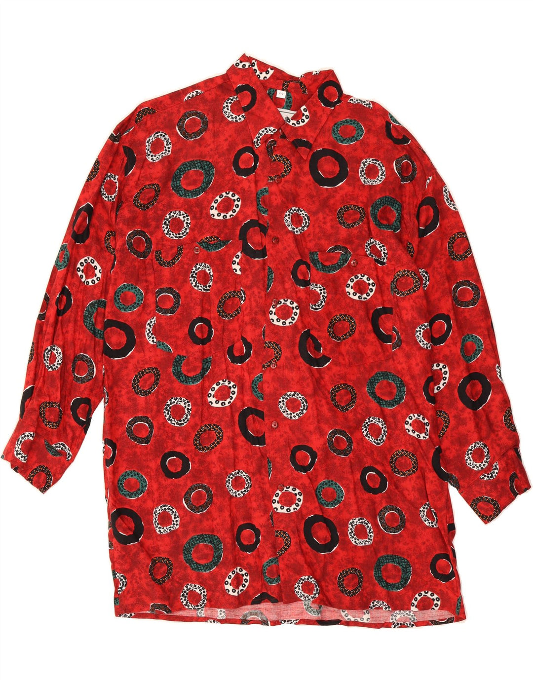 VINTAGE Mens Tall Abstract Pattern Shirt Size 41/42 Large Red Viscose Vintage Vintage and Second-Hand Vintage from Messina Hembry 