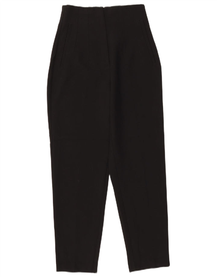 ZARA Mujer Pantalón Traje Talle Alto XS W24 L26 Negro Poliéster