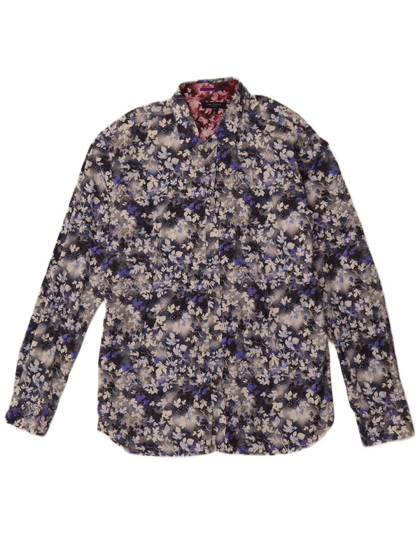 TED BAKER Camisa para hombre Talla 5 XL Algodón floral multicolor