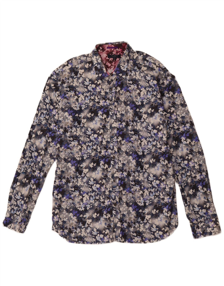 TED BAKER Camisa para hombre Talla 5 XL Algodón floral multicolor