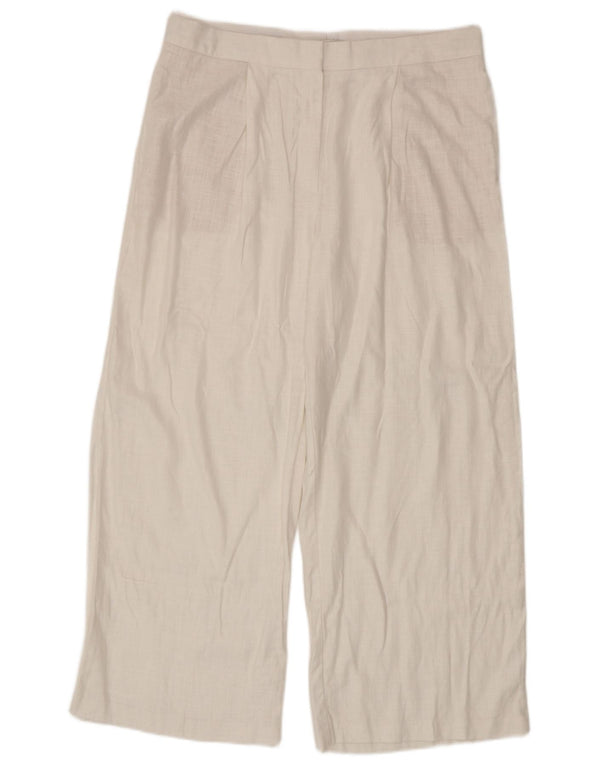 Marks & Spencer Pantalones casuales de cintura alta para mujer UK 40 Large W36 L27 Blanco