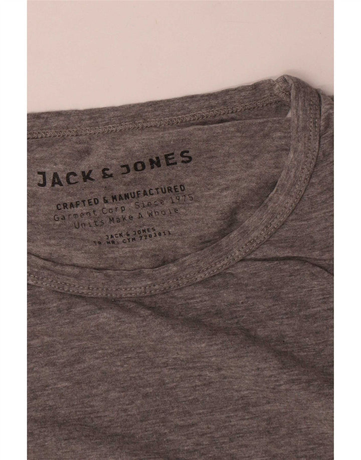 Jack & Jones Hombre Top Manga Larga Grande Gris Algodón