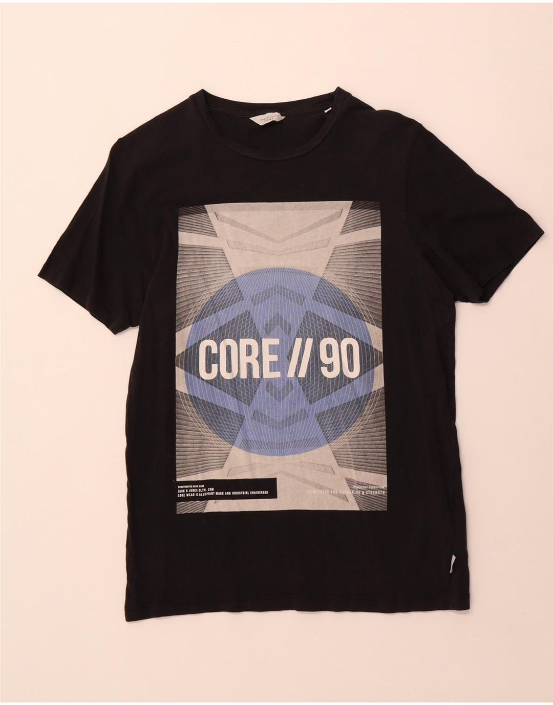 Jack & Jones - Camiseta gráfica para hombre, talla pequeña, algodón negro