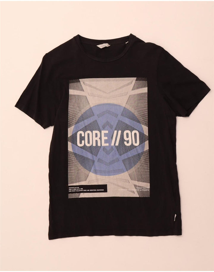 Jack & Jones - Camiseta gráfica para hombre, talla pequeña, algodón negro