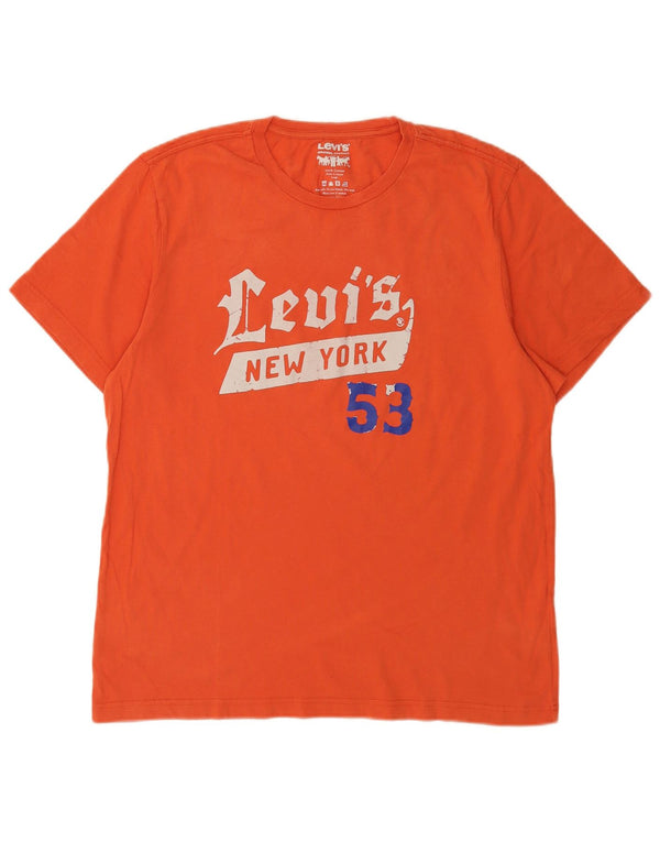 Levi's Camiseta gráfica para hombre Top grande de algodón naranja