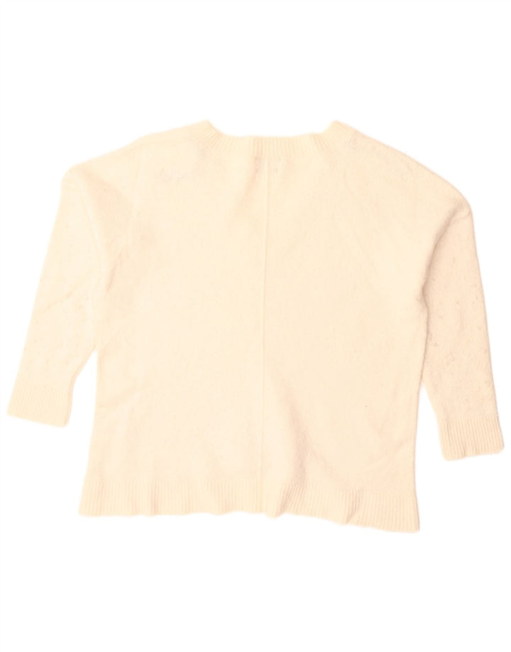 Massimo Dutti Jersey Oversize con Cuello en V para Mujer UK 10 Small Off White
