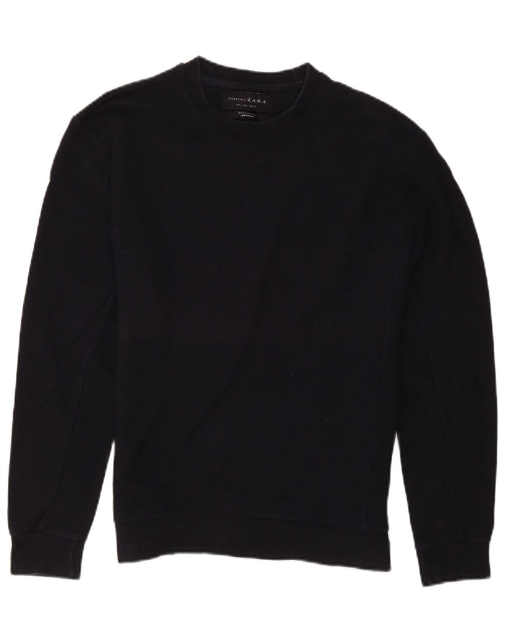 Zara Hombre Sudadera Jumper Large Azul Marino Algodón