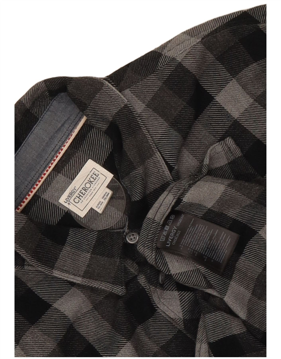 Cherokee Camisa de franela para hombre 2XL Algodón a cuadros gris