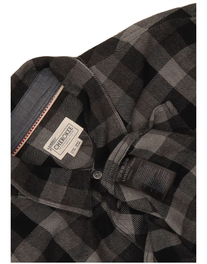 Cherokee Camisa de franela para hombre 2XL Algodón a cuadros gris