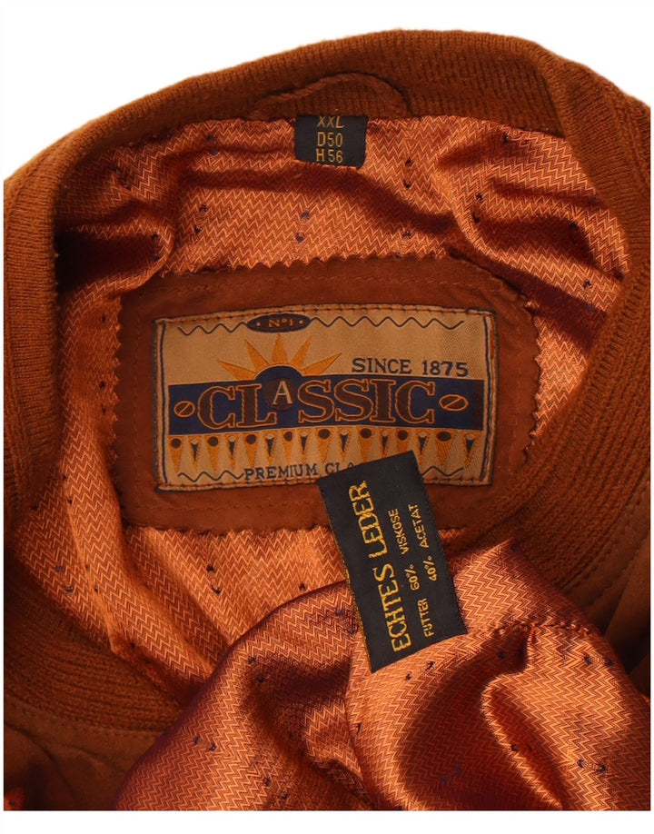 Vintage hombres ante bomber chaqueta Reino Unido 44 2XL cuero marrón