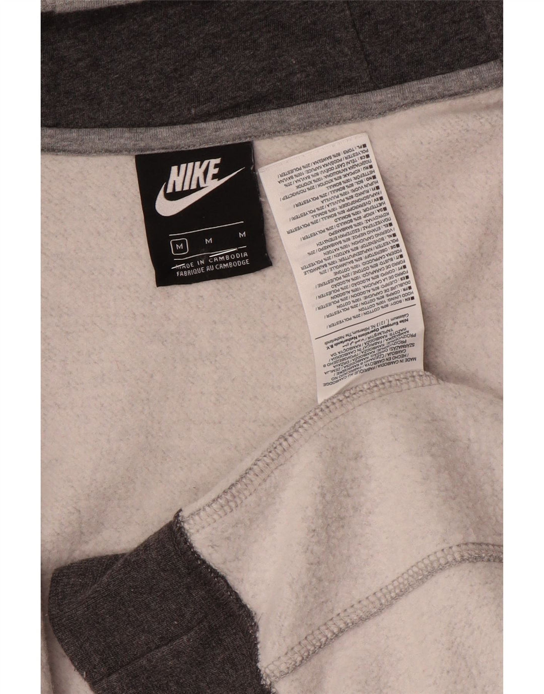 Nike - Sudadera con capucha y cremallera para hombre, algodón gris medio con bloques de color