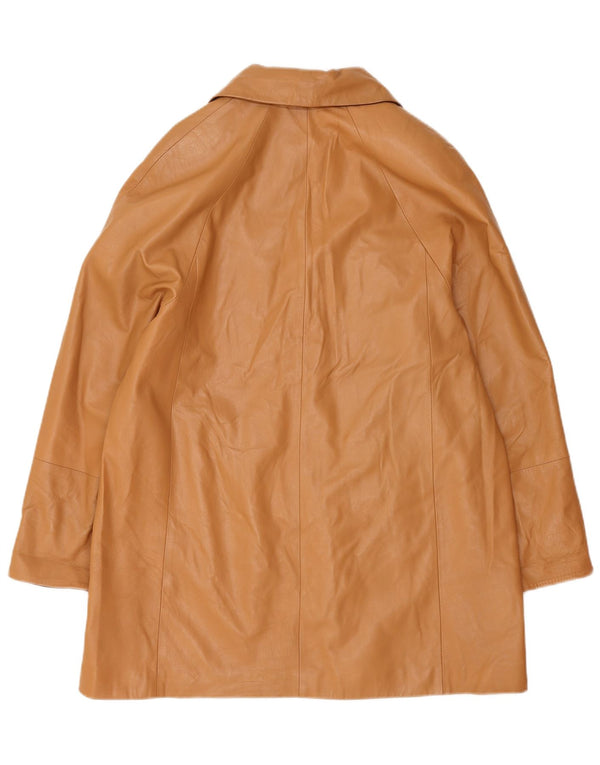 Vintage mujer cuero abrigo Reino Unido 16 cuero marrón grande