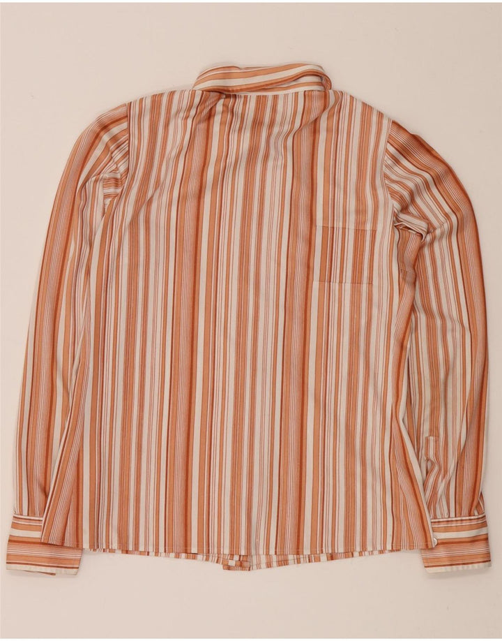 VINTAGE Womens Shirt UK 12 Medium Orange Striped Vintage Vintage and Second-Hand Vintage from Messina Hembry 