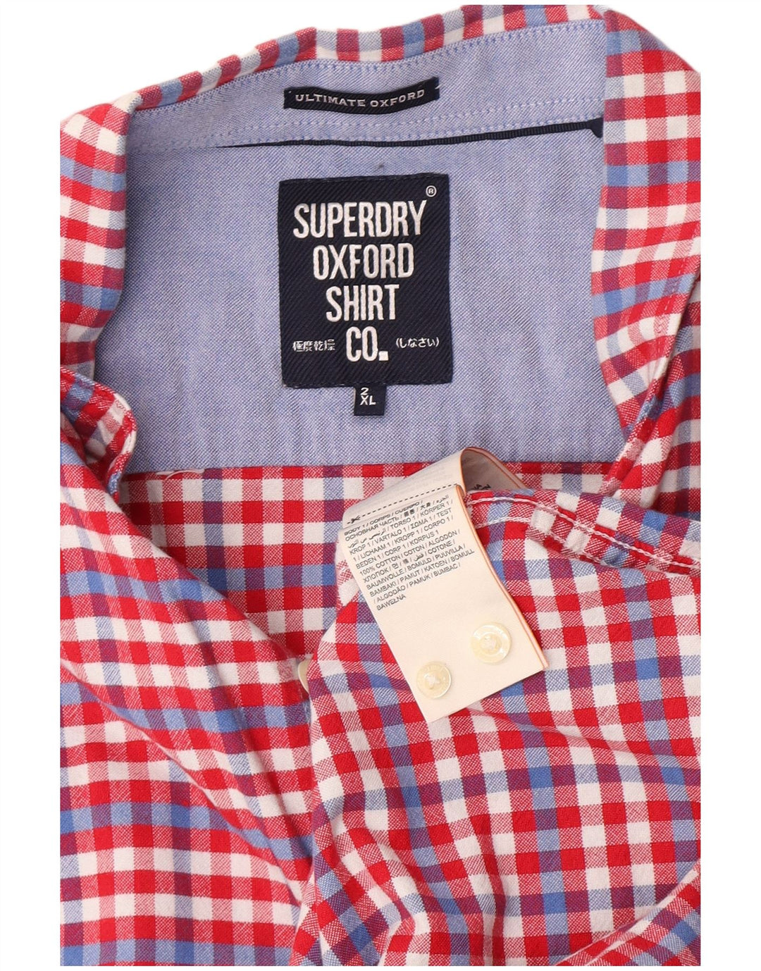 Superdry Camisa De Manga Corta Para Hombre 2XL Algodón A Cuadros Rojo