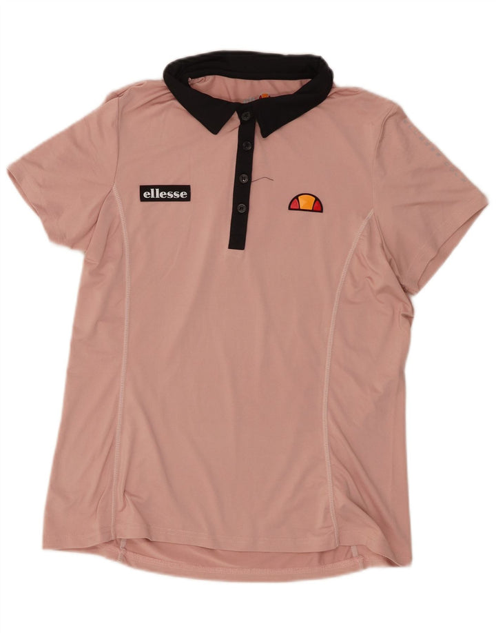 Ellesse Womens Polo Shirt UK 12 Medium  Pink Colourblock Polyester