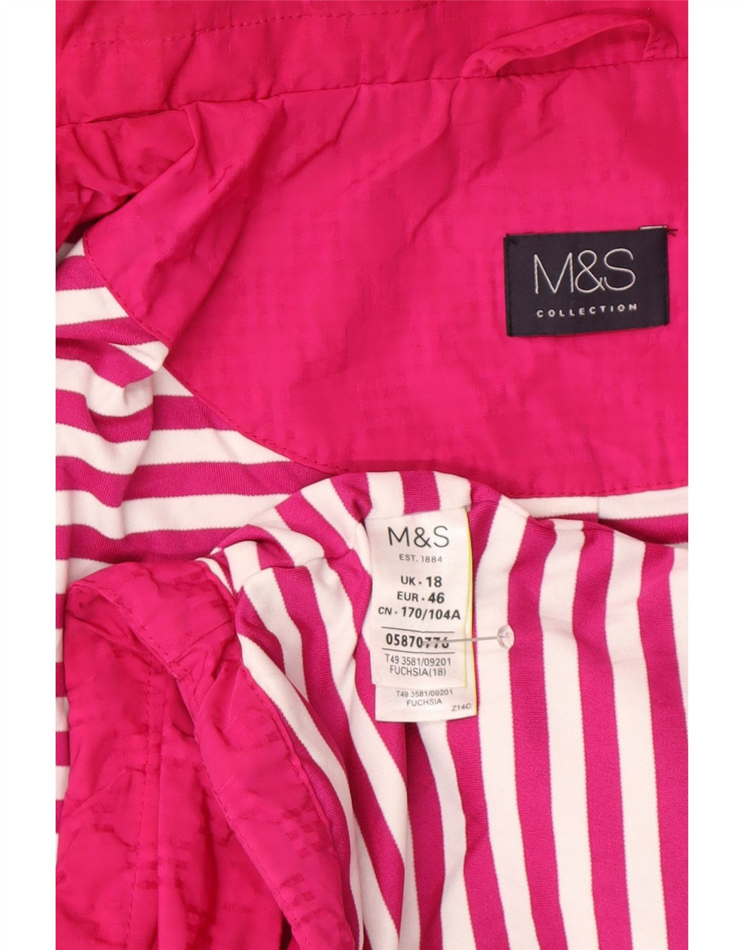 Marks & Spencer Chaqueta impermeable con capucha para mujer UK 40 XL Poliéster rosa