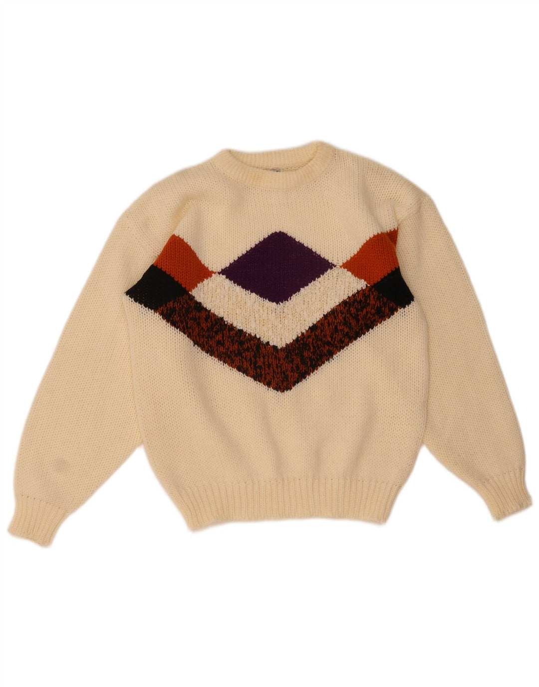 C&A Jersey de cuello redondo para mujer EU 40 Medium Off White Argyle/Diamond
