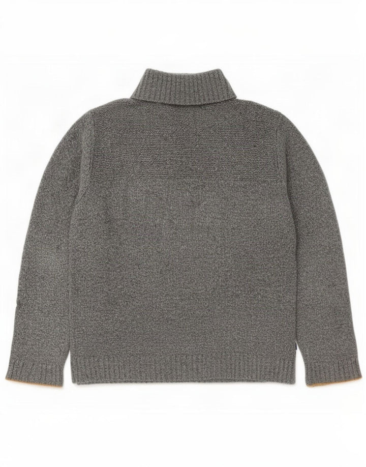 Jersey de hombre con cuello abotonado de lana moteada gris grande de Fat Face
