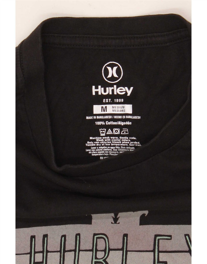 Hurley Camiseta Gráfica Para Hombre Top Mediano De Algodón Negro