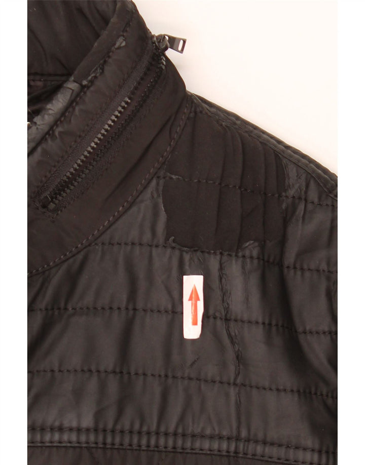 ZARA Hombre Chaqueta Acolchada Con Capucha UK 38 Medium Negro