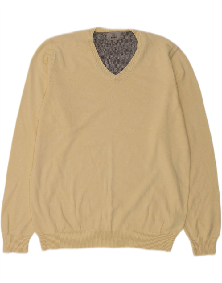 MARKS & SPENCER Suéter tipo jersey con cuello en V y ajuste regular para hombre Algodón beige grande